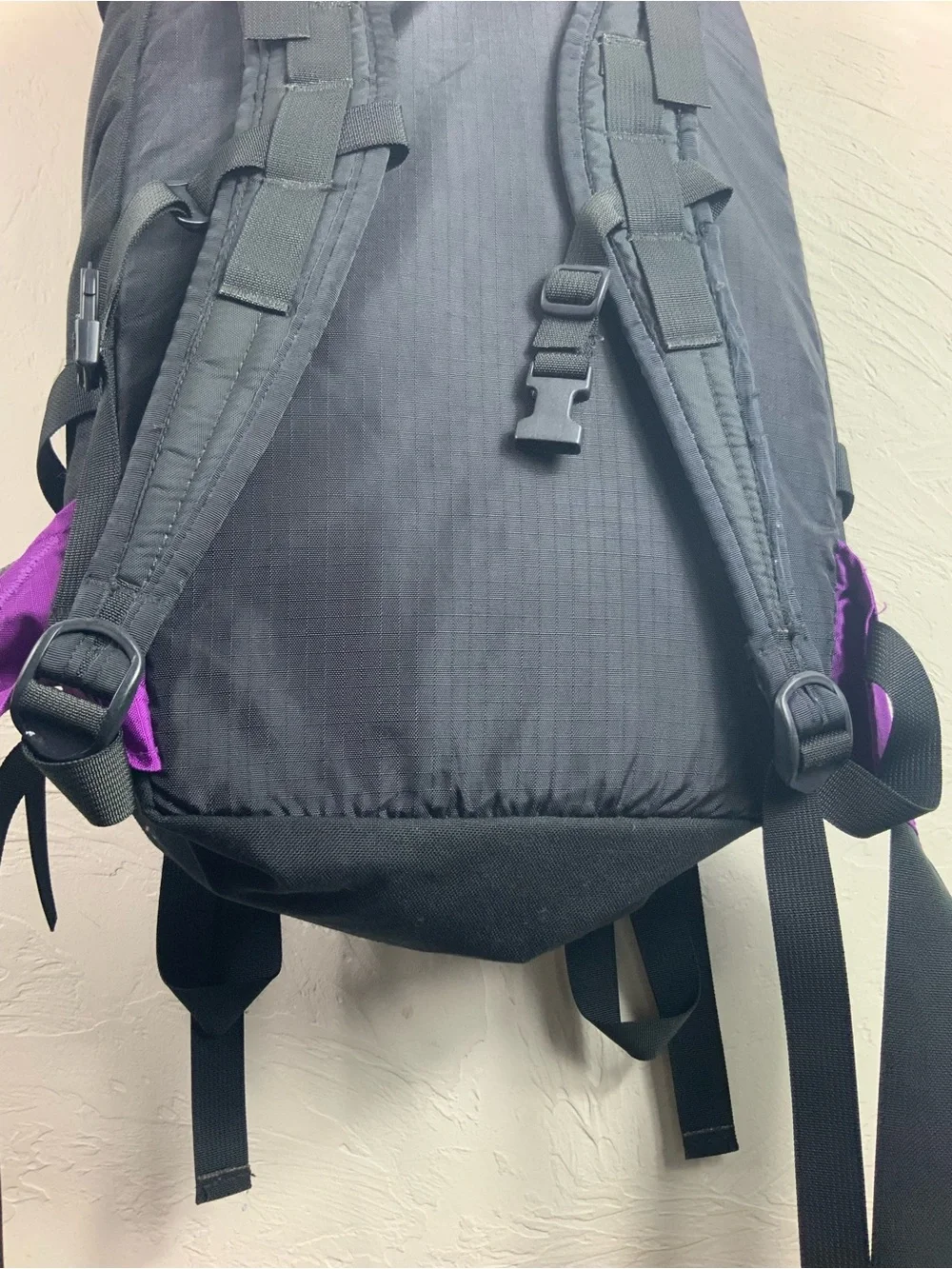 The North Face Backpack Vintage Purple Black Pack Rucksack Hiking Camping Large